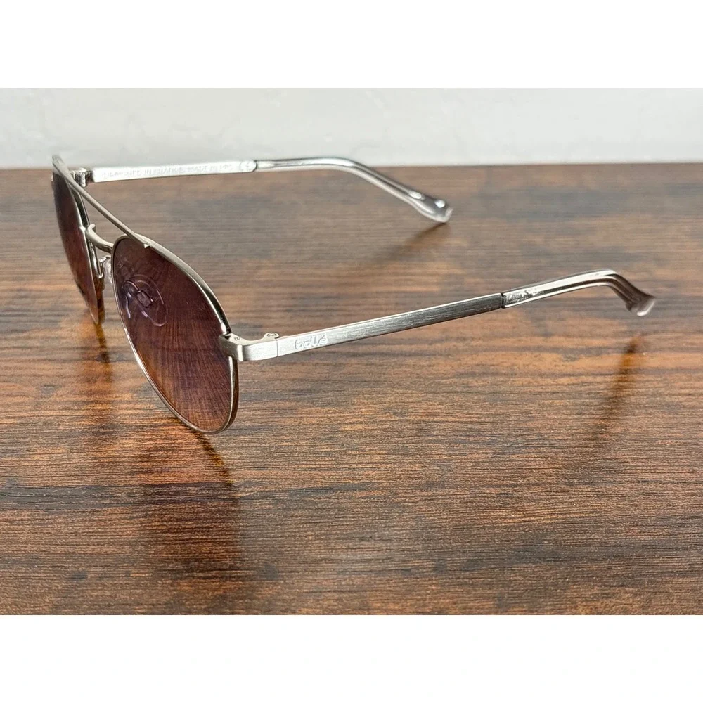 Bolle OVA 12590 Sunglasses Shiny Silver‎ TNS Gradient Pink Lens Mens Small Round